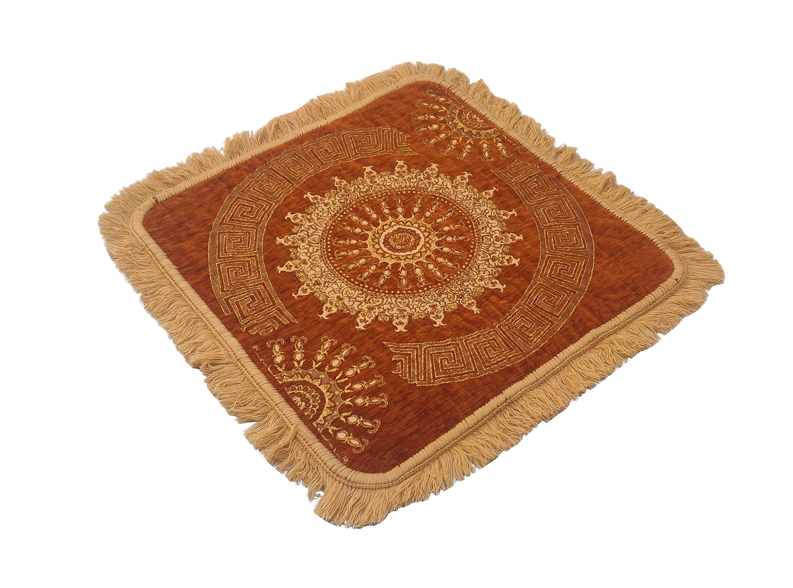 JAW Premium Chenille Velvet Multipurpose Decorative Sitting Prayer Mat/Aasan/Pad/Sedge for Pooja, Yoga, Dinner (Size 2 Ft X 2 Ft) (Gold)-picture-35