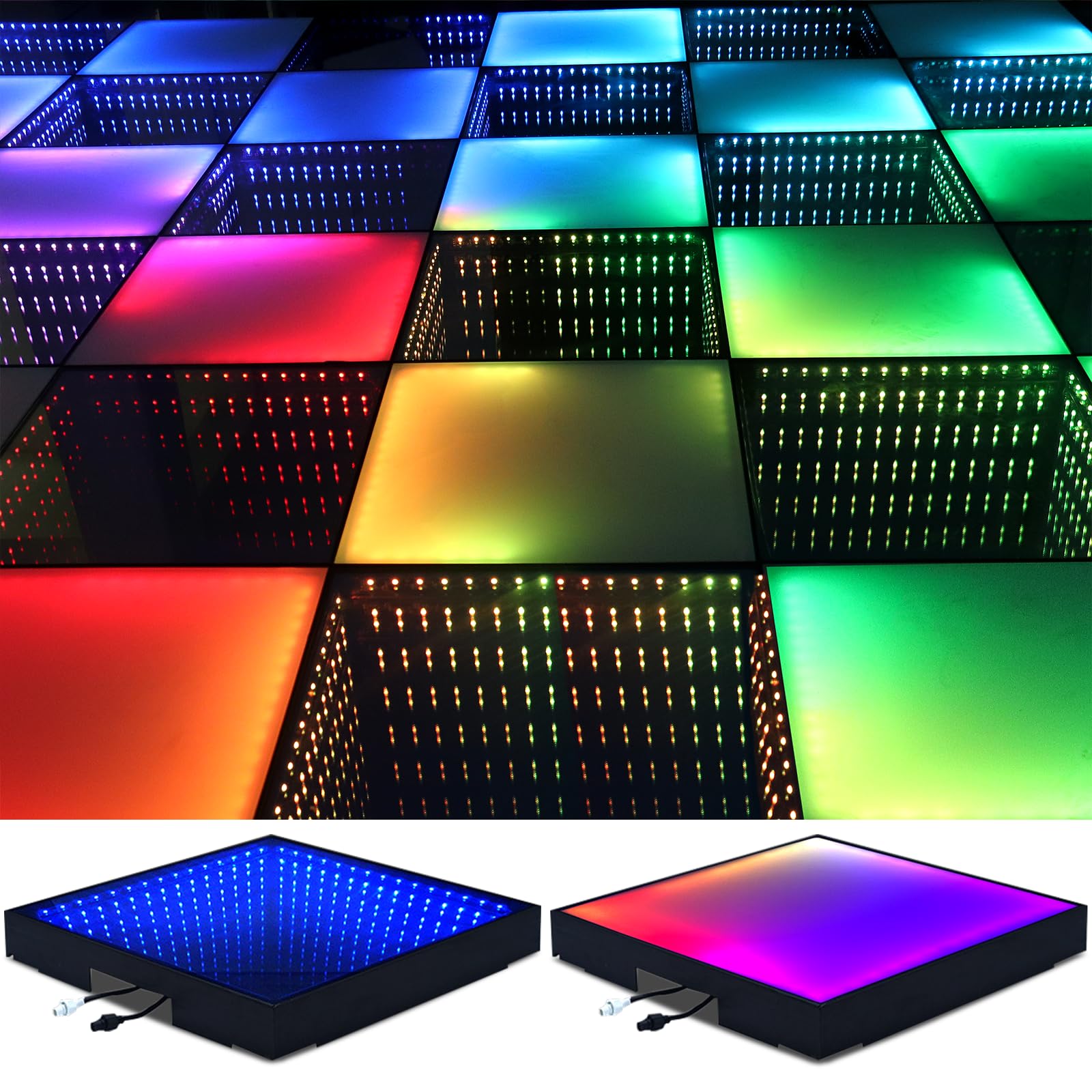 Amazon.com: 3D&RGB Infinity LED Dance Floor Tile - 8x8ft Tempered