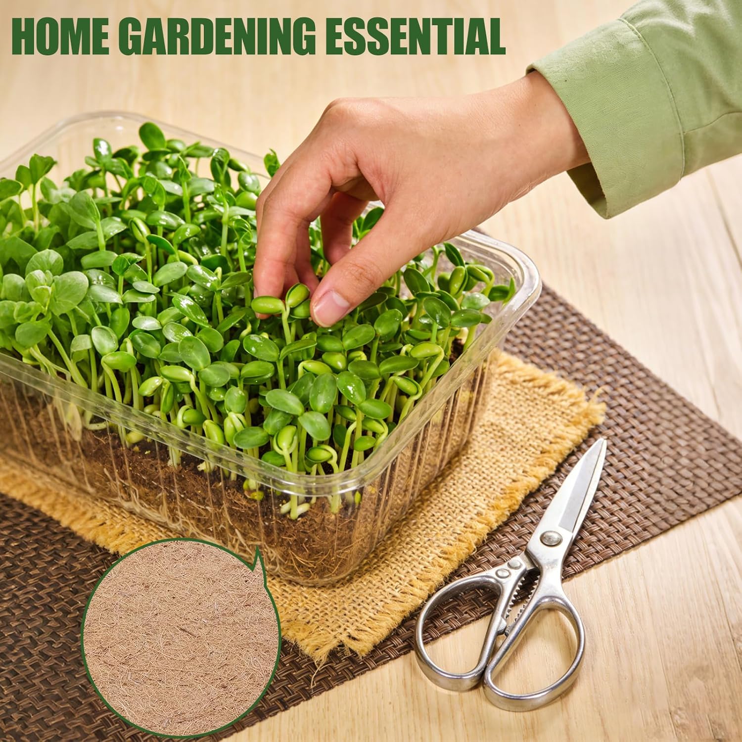 1 Roll 10" x 20ft Microgreen Growing Mat, Jute Fiber Grow Mats, Organic Hydroponic Pads, Microgreens Growing Kit for Germination Trays, Wheatgrass Sprouts Microgreen, Seed Starter