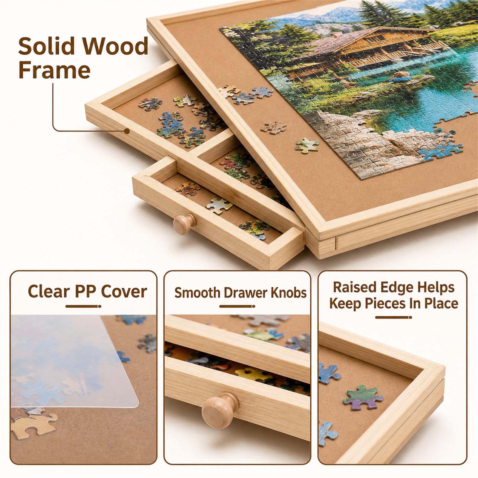 Porta Puzzles Portatile,Tavole per Puzzle,Tavolo da Puzzle Portatile,con 6 Cassetti,Base Rotante A 360°,Ideale per Adulti E Appassionati di Puzzle