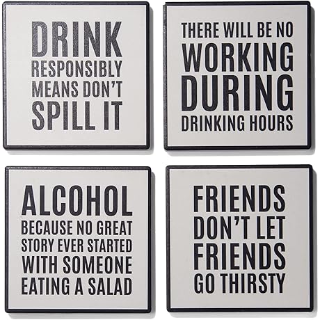 American Atelier Ceramic Bar Coasters for Drinks - Set of 4