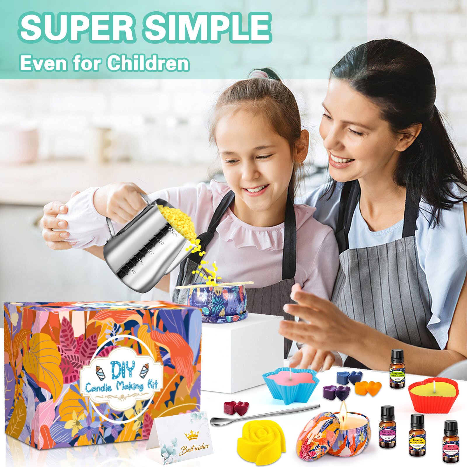 Kit Candele Fai Da Te Con Cera Soia E Oli Essenziali - Set Completo Per Creare Candele Profumate - Foto 5