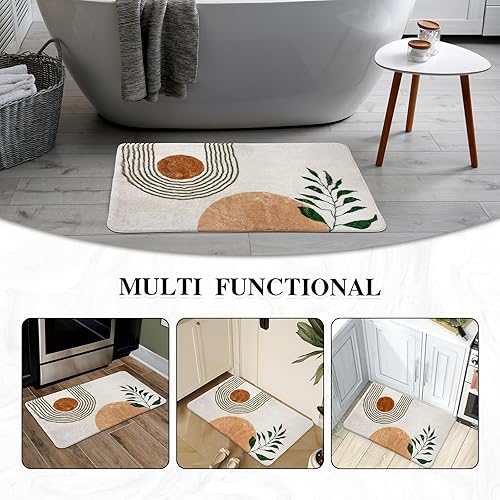 Miniatura 9 de Alfombras de baño bohemias de 20 x 30 pulgadas para decoración de baño, tapete de baño antideslizante, microfibra de felpa absorbente, alfombra