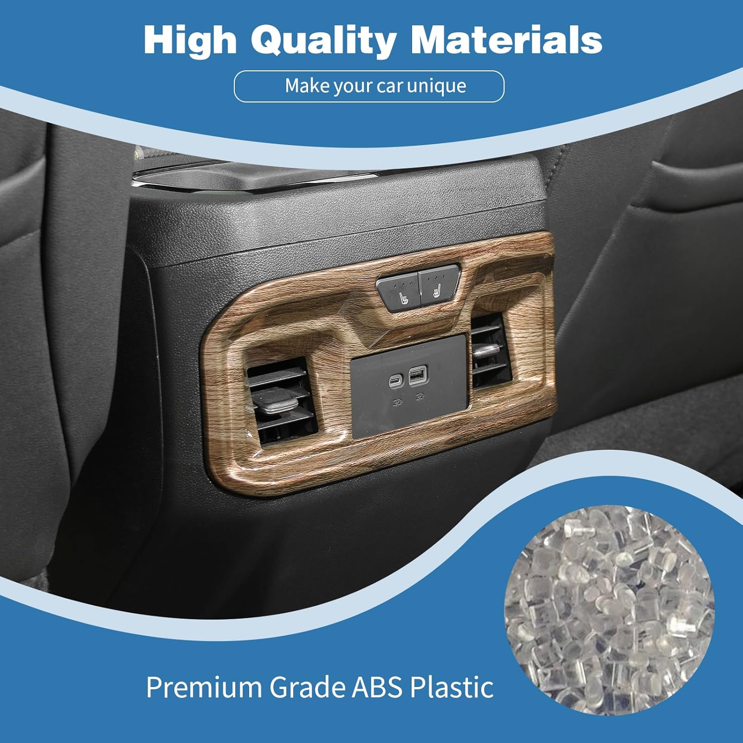 for Silverado Rear Air AC Vent Cover Trim Panel Compatible with Chevy Silverado GMC Sierra 2022-Present Wood Grain Interior Accessories