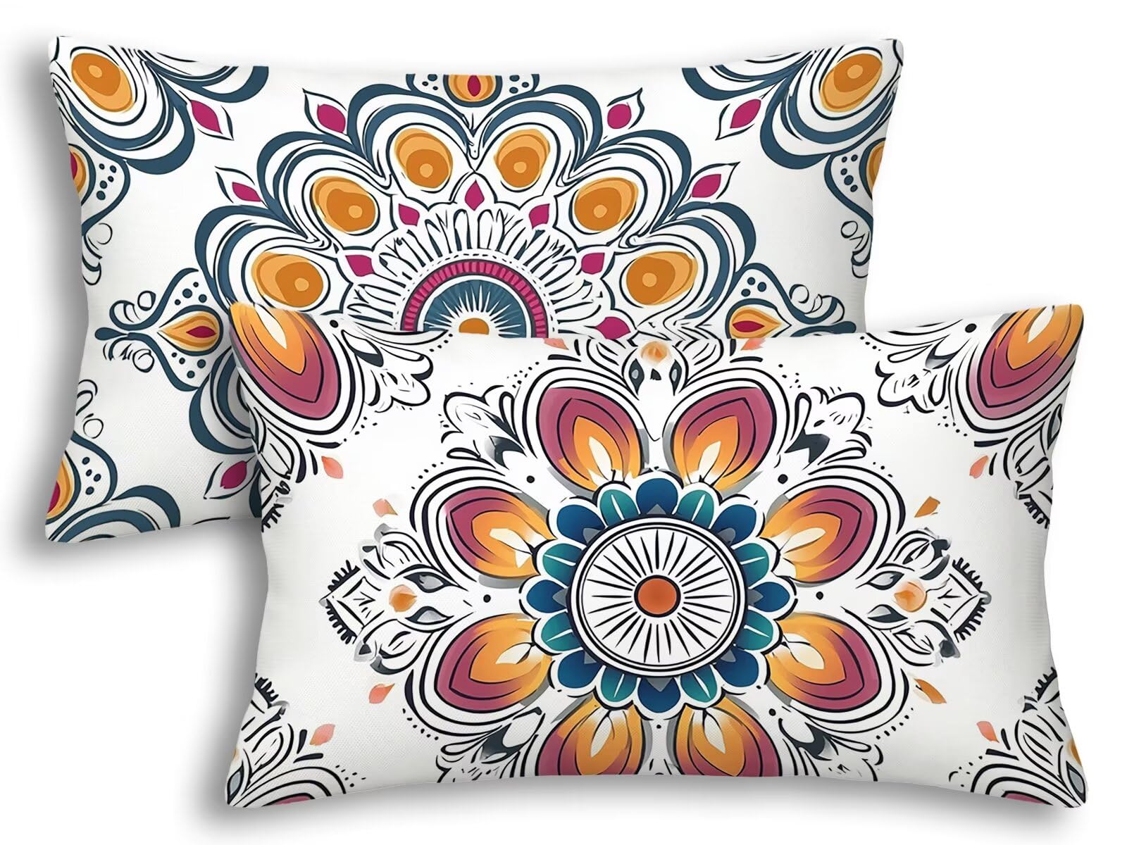 Housse coussin exterieur impermeable blanc 40x60 rectangulaire lot de 2 pour jardin