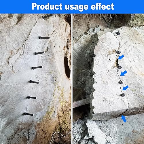 Miniatura 6 de 15 paquetes de divisor de piedra de 58 pulgadas, cuñas de cuña y plumas, herramientas manuales para divisor de piedra de hormigón GENHAKON