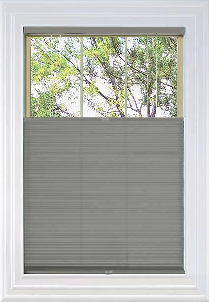 BlindsAvenue Cordless Top Down Bottom Up Cellular Honeycomb Shade, 9/16" Single Cell, Light Filtering, Antique Pewter, Size: 62" W x 48" H