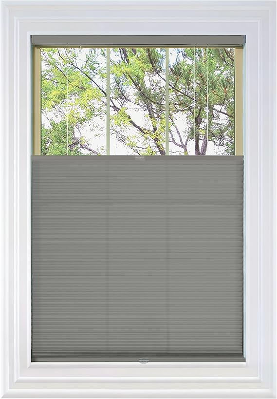 BlindsAvenue Cordless Top Down Bottom Up Cellular Honeycomb Shade, 9/16" Single Cell, Light Filtering, Antique Pewter, Size: 62" W x 48" H
