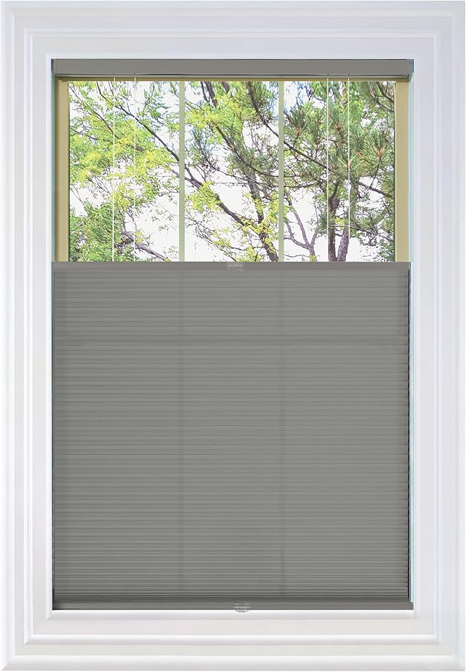 BlindsAvenue Cordless Top Down Bottom Up Cellular Honeycomb Shade, 9/16" Single Cell, Light Filtering, Antique Pewter, Size: 62" W x 48" H