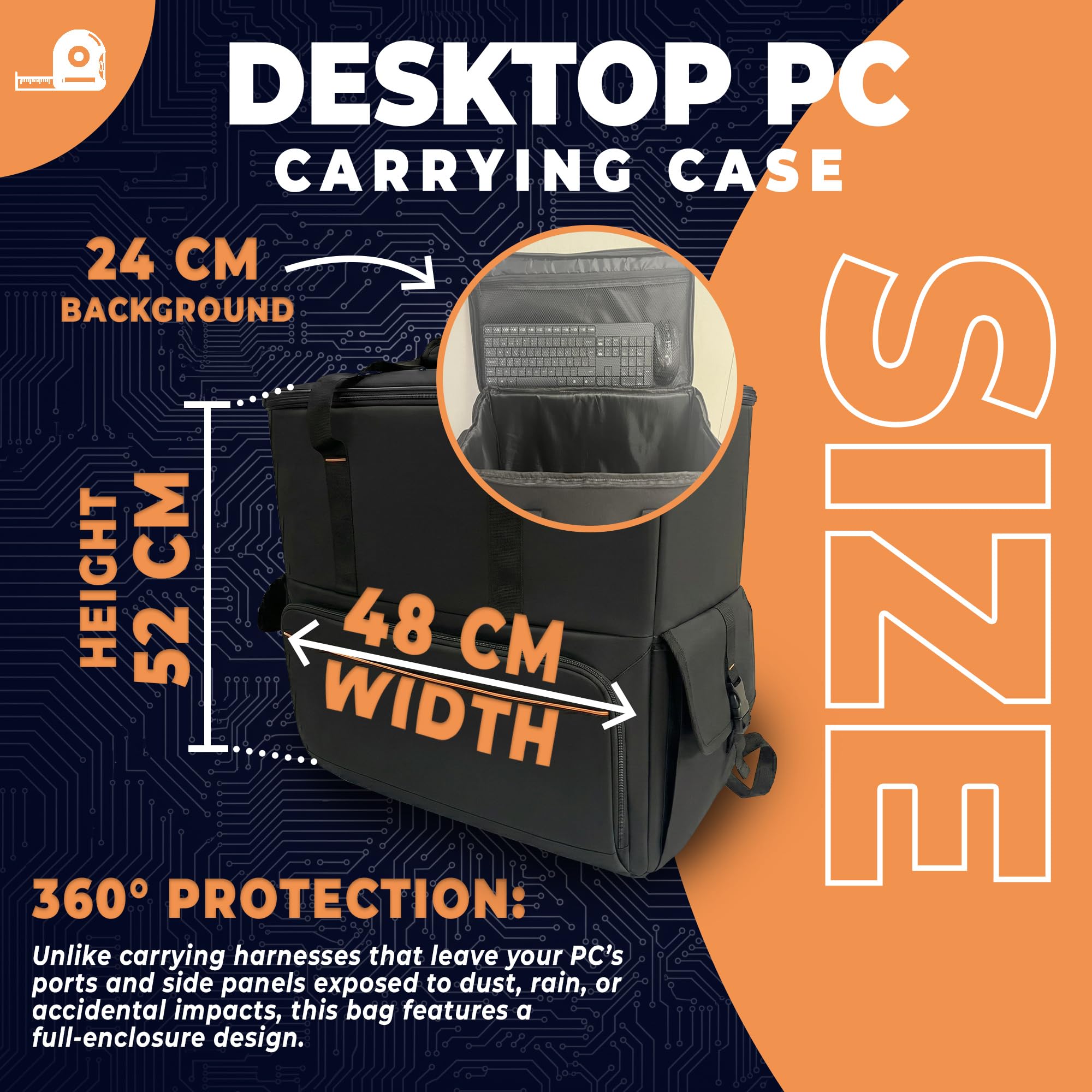 DOJA Barcelona Borsa Computer Trasporto PC Desktop - Cinturino Regolabile - Borsa Porta PC Fisso Imbottita per Trasporto Sicuro, Spazio Ampio per Torre e Periferiche, Custodia per Computer Desktop