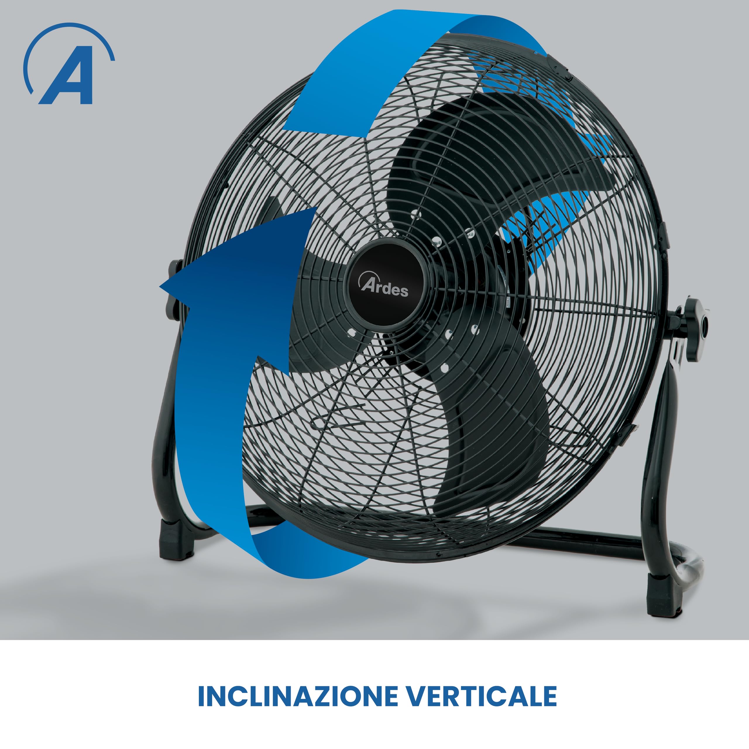 ARDES BOX METAL 45 B AR5C45BB Bodenventilator Ø45 cm 100 W mit 3 Geschwindigkeiten, Metallgehäuse und vertikaler Neigung für starke Belüftung