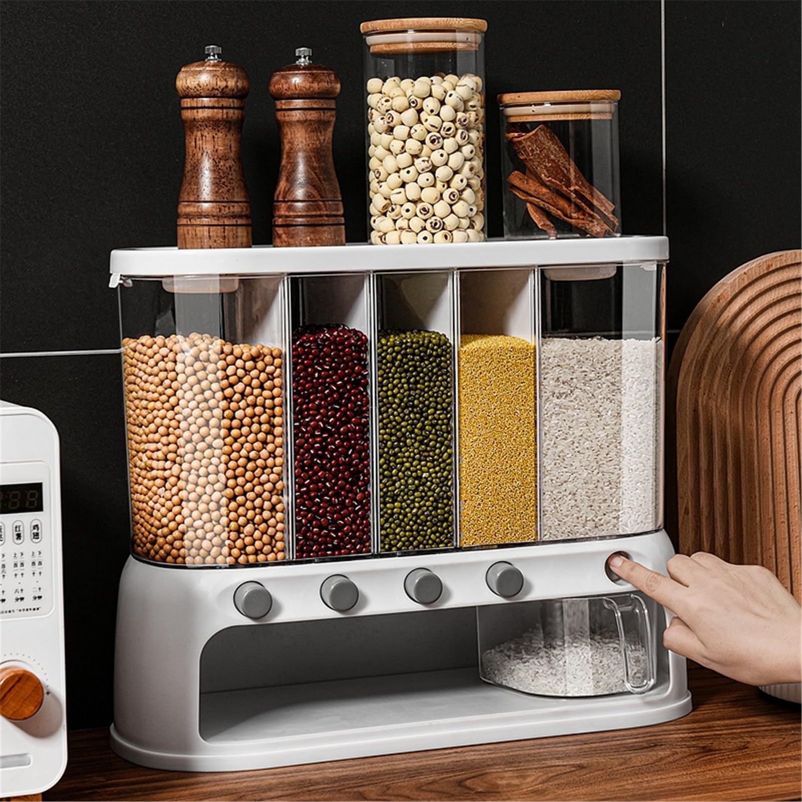 Contenedores Para Alimentos Secos - Alto De 2 Secciones, Contenedor Para | Cereales, Contenedor Hermético Para Cereales | Contenedores Para La Conservación De Alimentos Secos Con Partición Desmontable