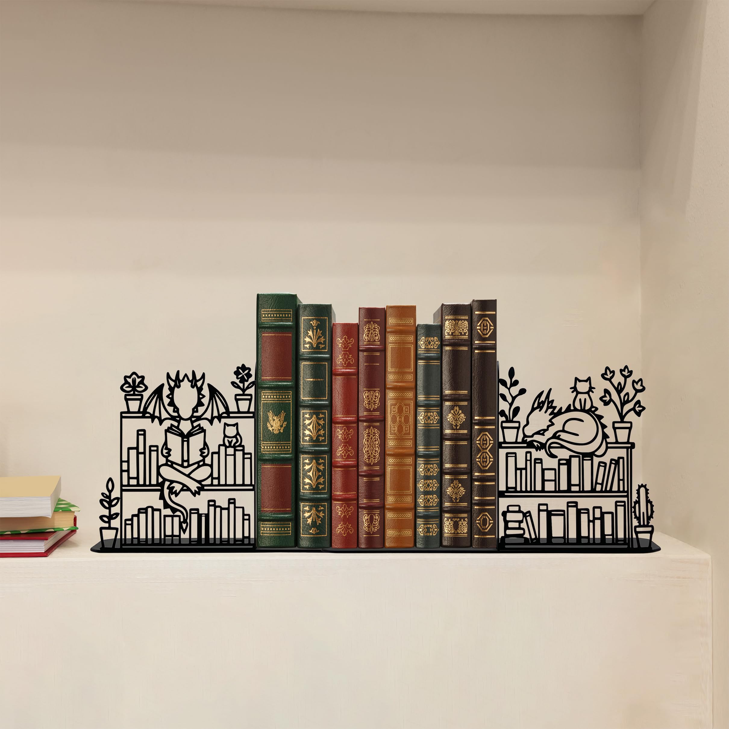 Drachen Buchstützen Set Aus Metall – 3-teilig, Ca. 29,2 Cm Hoch, Fantasy Deko Für Bücherregal & Schreibtisch