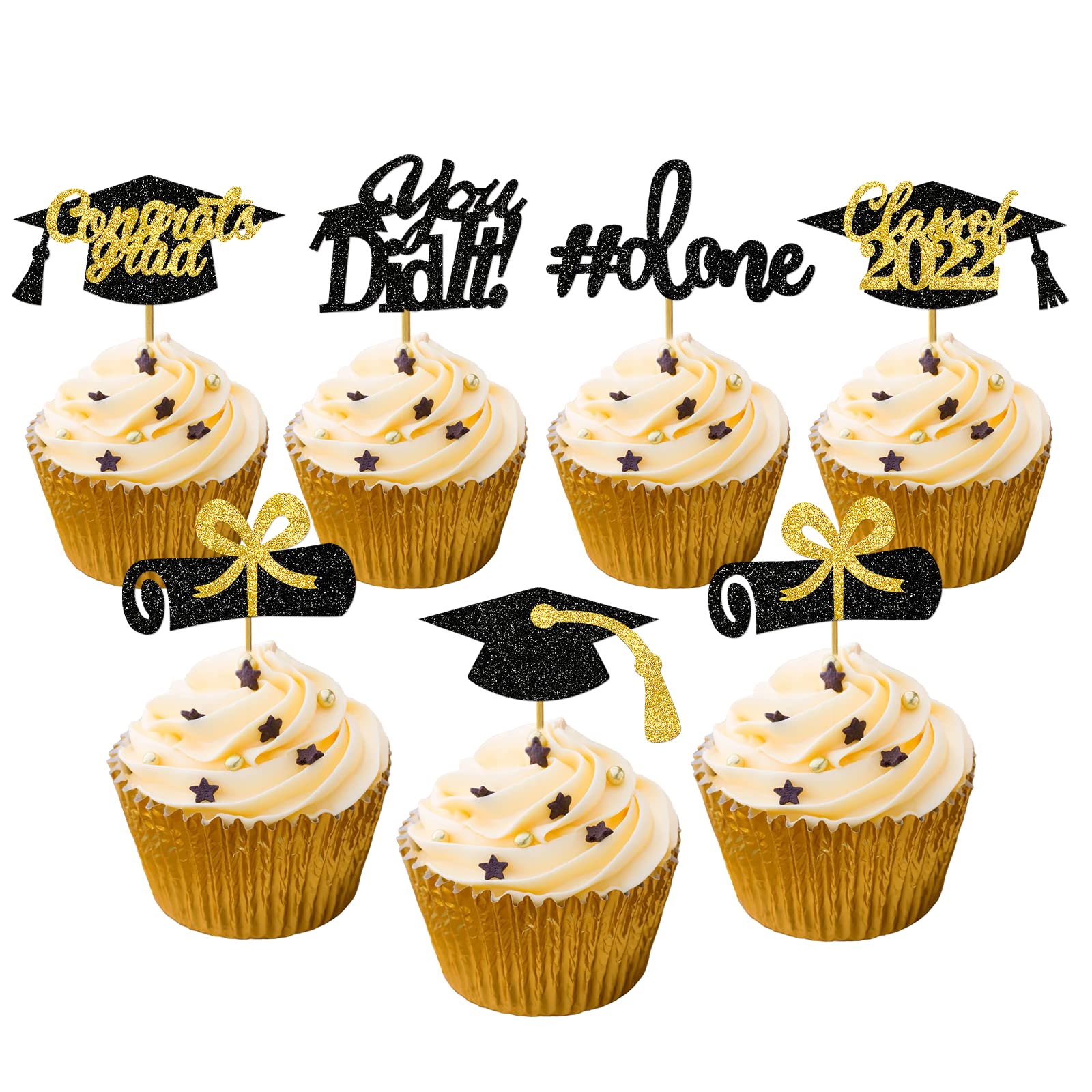 Buy 2022 Cupcake Toppers Graduation Toppers For Cupcakes Graduation Cap 