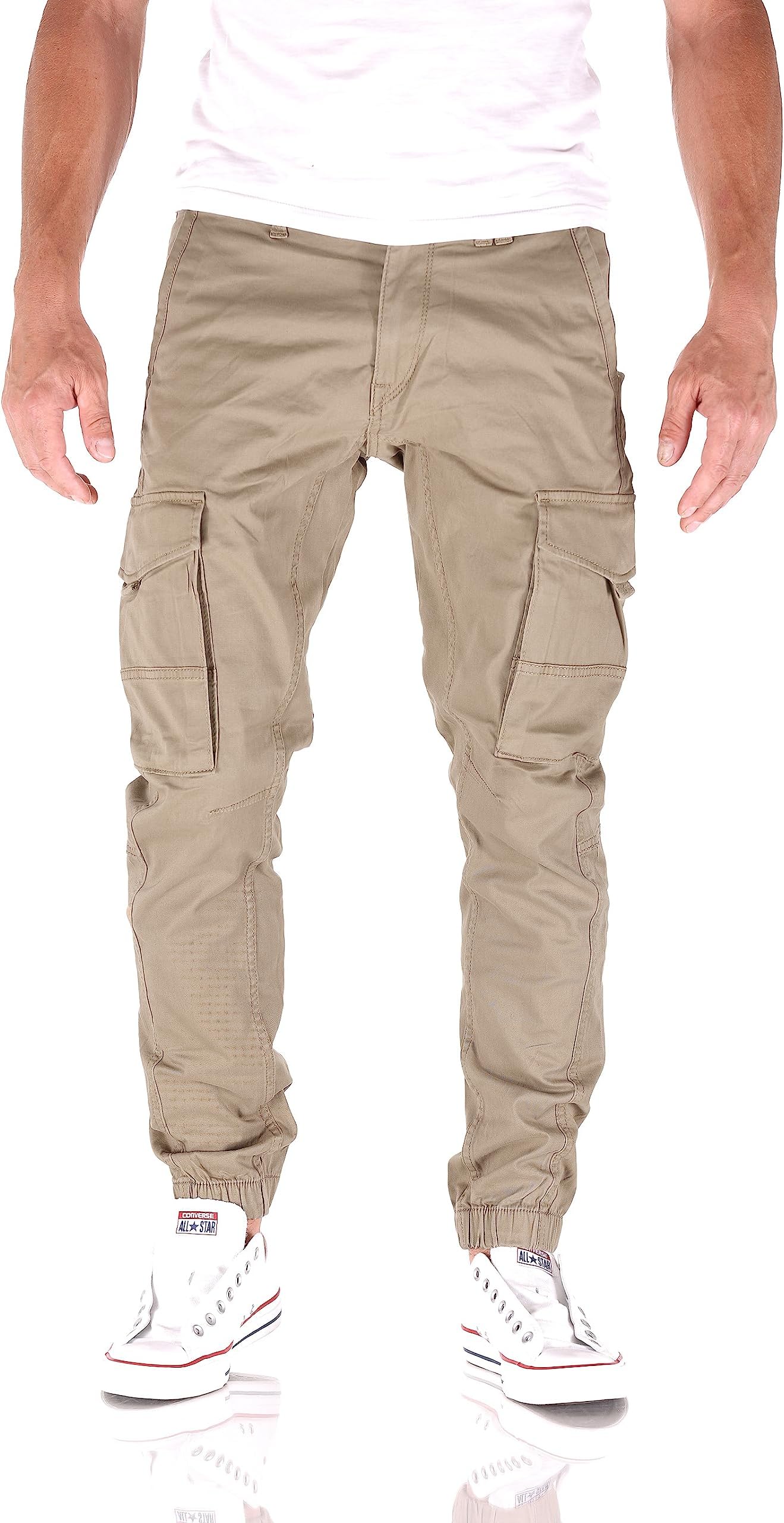 JACK & JONES Mens Slim Stretch Cuffed Cargo Pants