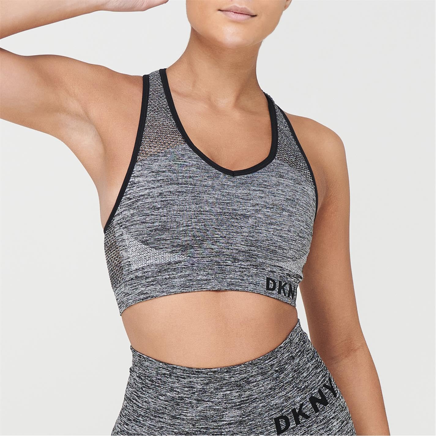 DKNY Women's Performance Classic Seamless Mesh Support Yoga Running Bra