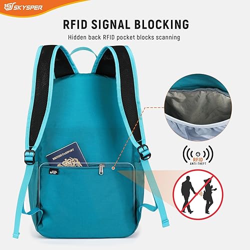 Miniatura 2 de SKYSPER Mochila pequeña de senderismo para hombres y mujeres, 20L RFID, plegable, ultraligera, plegable, mochila de viaje