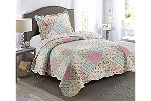 Brilliant Sunshine Pink and Green Quilt Set