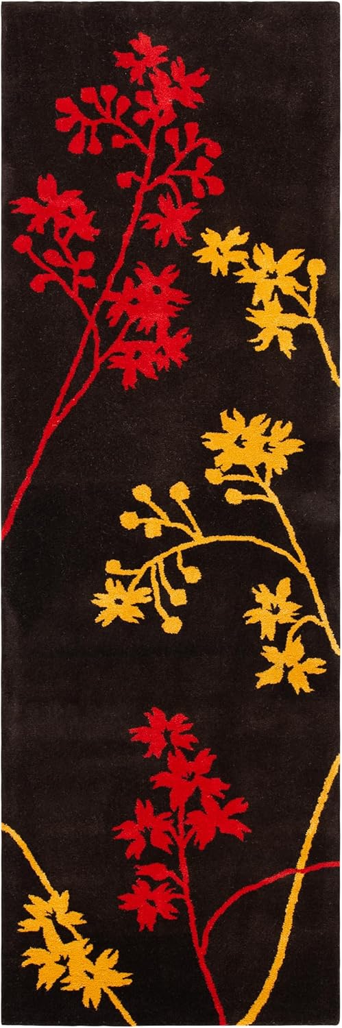 SAFAVIEH Soho Collection Runner Rug - 2'6" x 12', Brown & Red, Handmade Wool & Viscose, Ideal for High Traffic Areas in Living Room, Bedroom (SOH316A)
