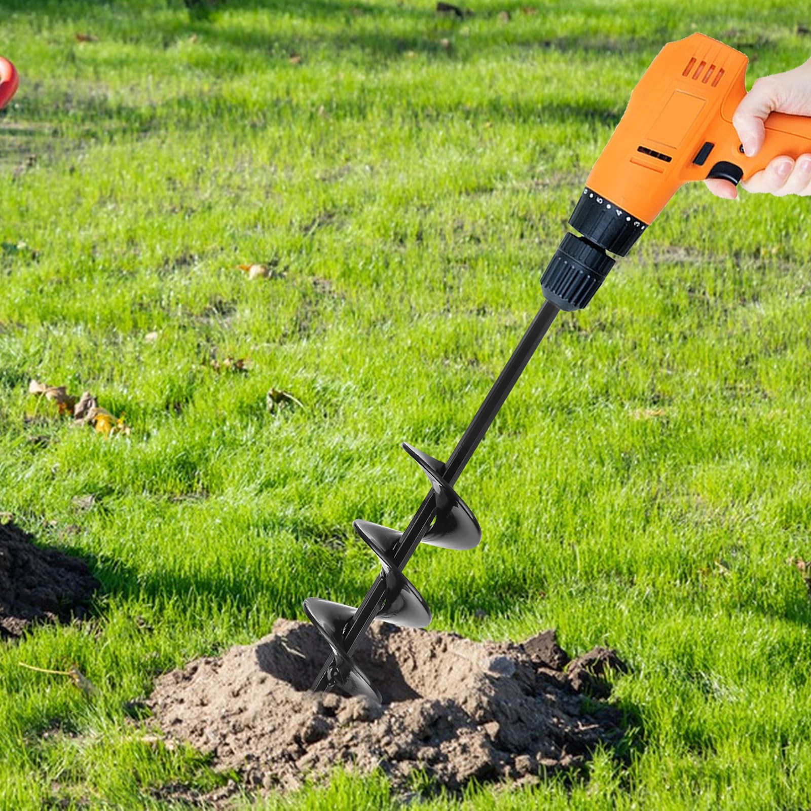 Trapano da giardino per trapano, trapano per avvitatore a batteria, carichi pesanti, fioriere a lumaca, coltivatore del terreno, strumento di scavo per piantare, piantare e forare (22 cm)
