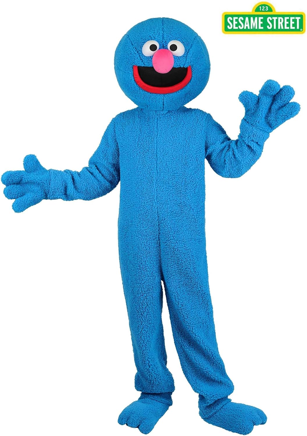 Adult Sesame Street Grover Costume | Jumpsuit with Headpiece, Gloves and Shoe Covers for Halloween, Events - Image 2