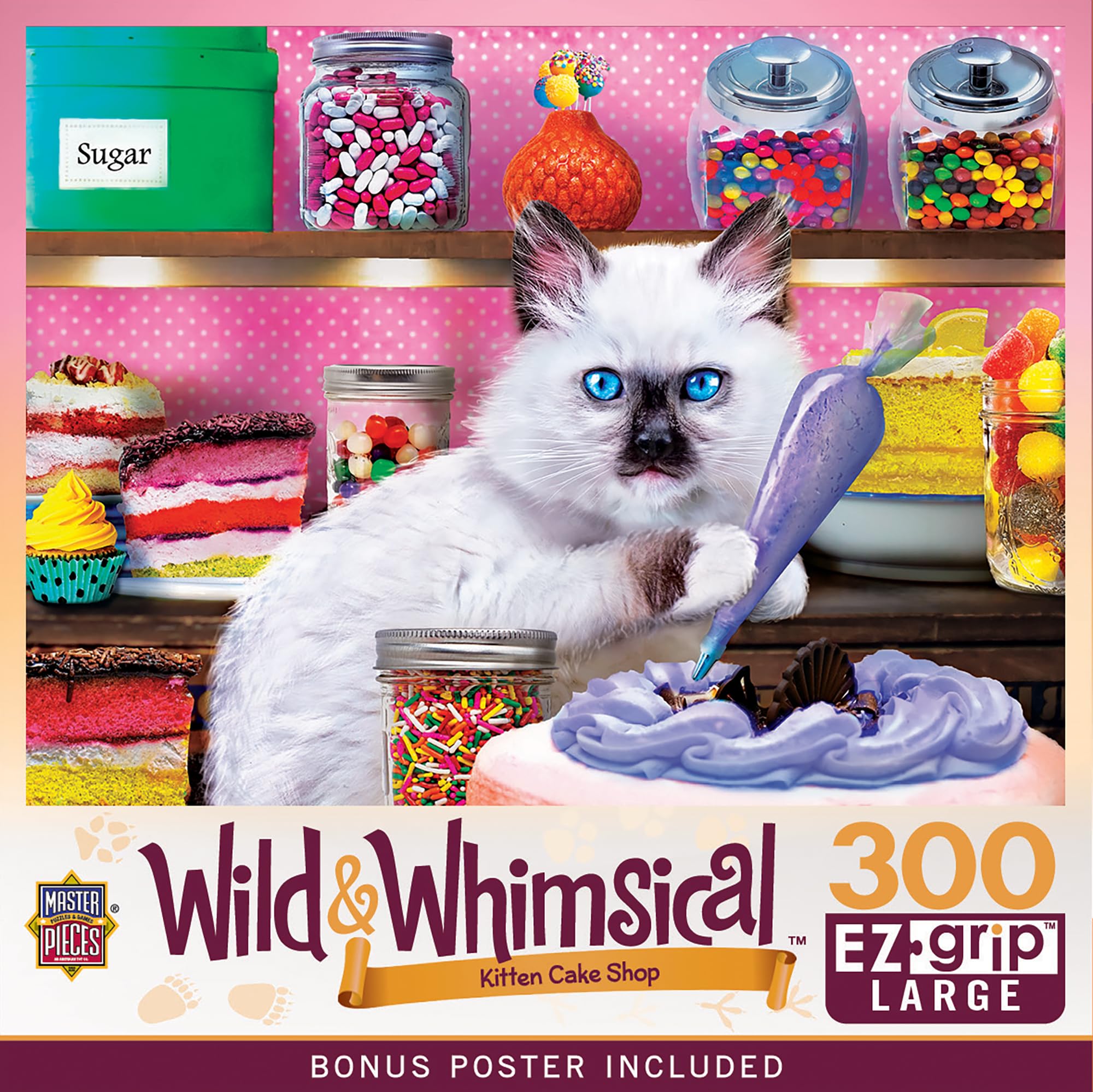 Masterpieces 300 Piece EZ Grip Jigsaw Puzzle - Kitten Cake Shop - 18"x24"