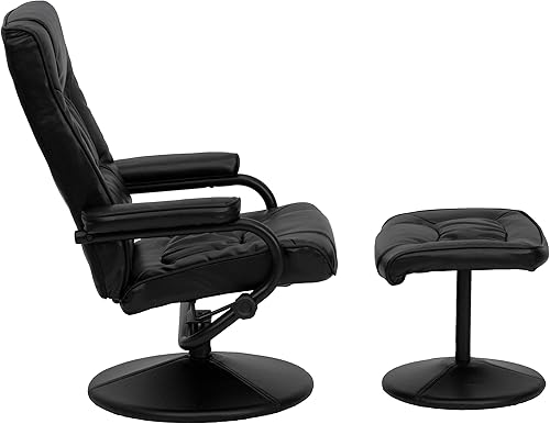Miniatura 5 de Flash Furniture Rachel Contemporary Multi-Position LeatherSoft Recliner Chair with Ottoman, 360-Degree Swivel Recliner Chair and Ottoman Set, Black