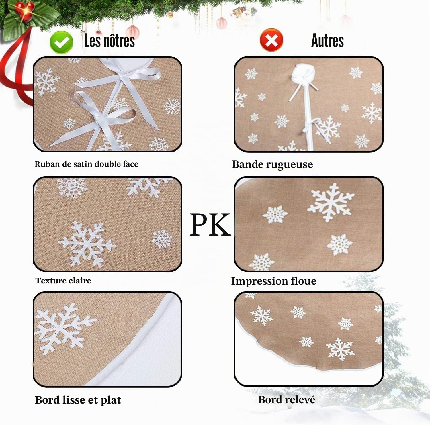 Jupe de Sapin de Noël en Toile de Jute Rustique 75cm