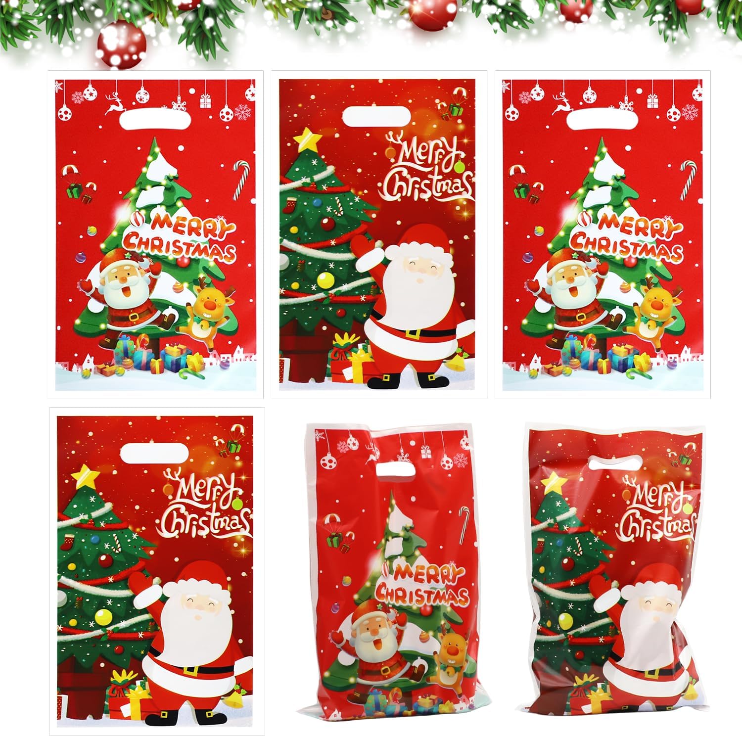 Christmas Gift Bags, 40PCS Christmas Party Favor Bags Xmas Goodie Bags Candy Treat Bags with