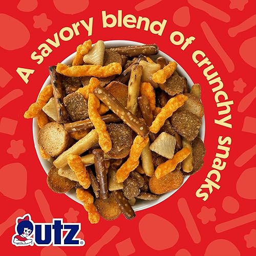 Vista 5 de Utz Pub Mix, 42 onzas. Barril, mezcla de bocadillos sabrosos con una mezcla de sabores crujientes para un delicioso aperitivo de fiesta, recipiente