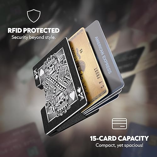 Miniatura 4 de Cartera de aluminio impresa 2.5D para hombres clip delgado para dinero y tarjetero con barniz selectivo táctil. Bloqueo RFID mejorado, compacto,