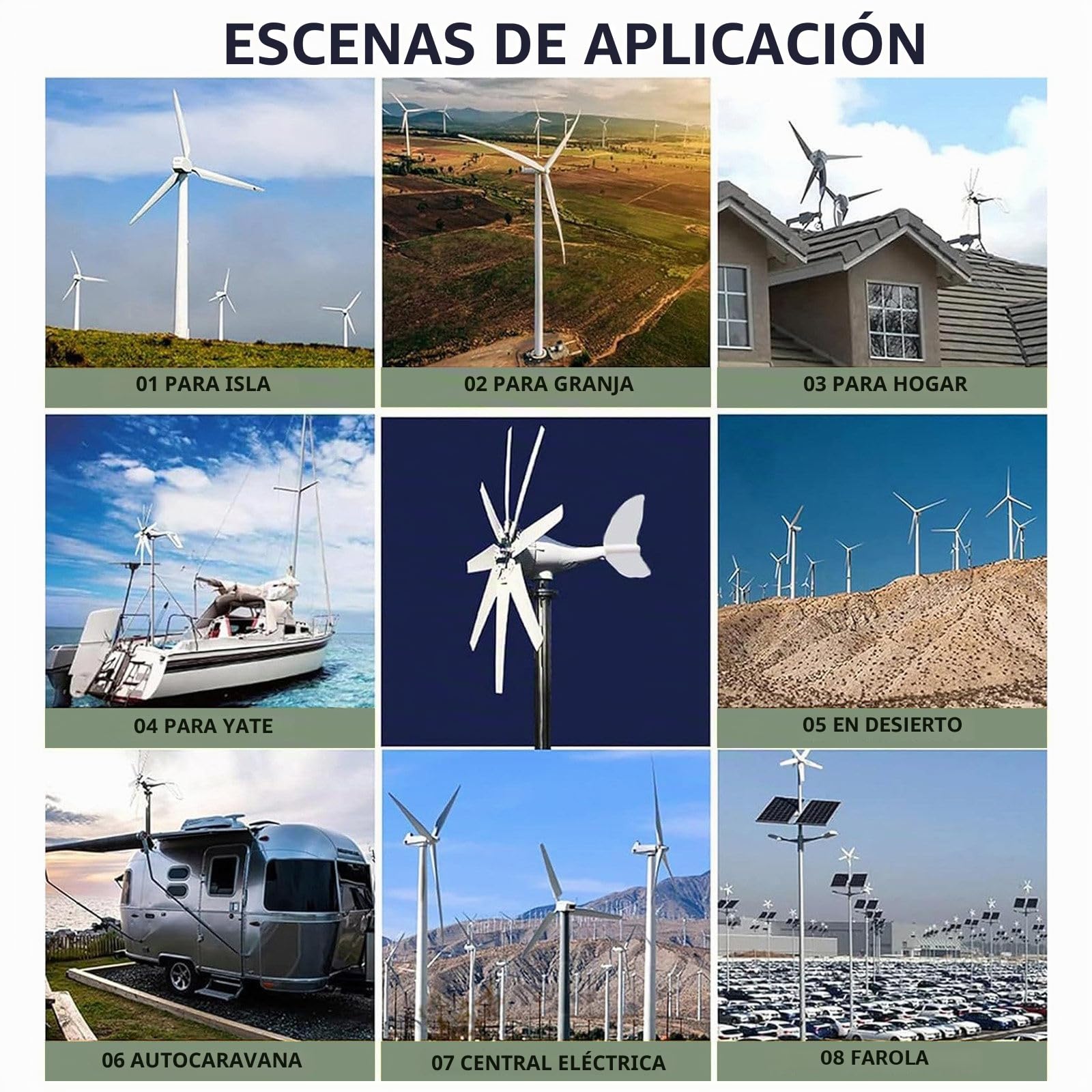 Generador de Turbina Eólica de 14000W, Generador de Molino de Viento de 8 Aspas, Generador de Imán Permanente de CA Trifásico, Generador de Turbina Pequeña para El Hogar,220V