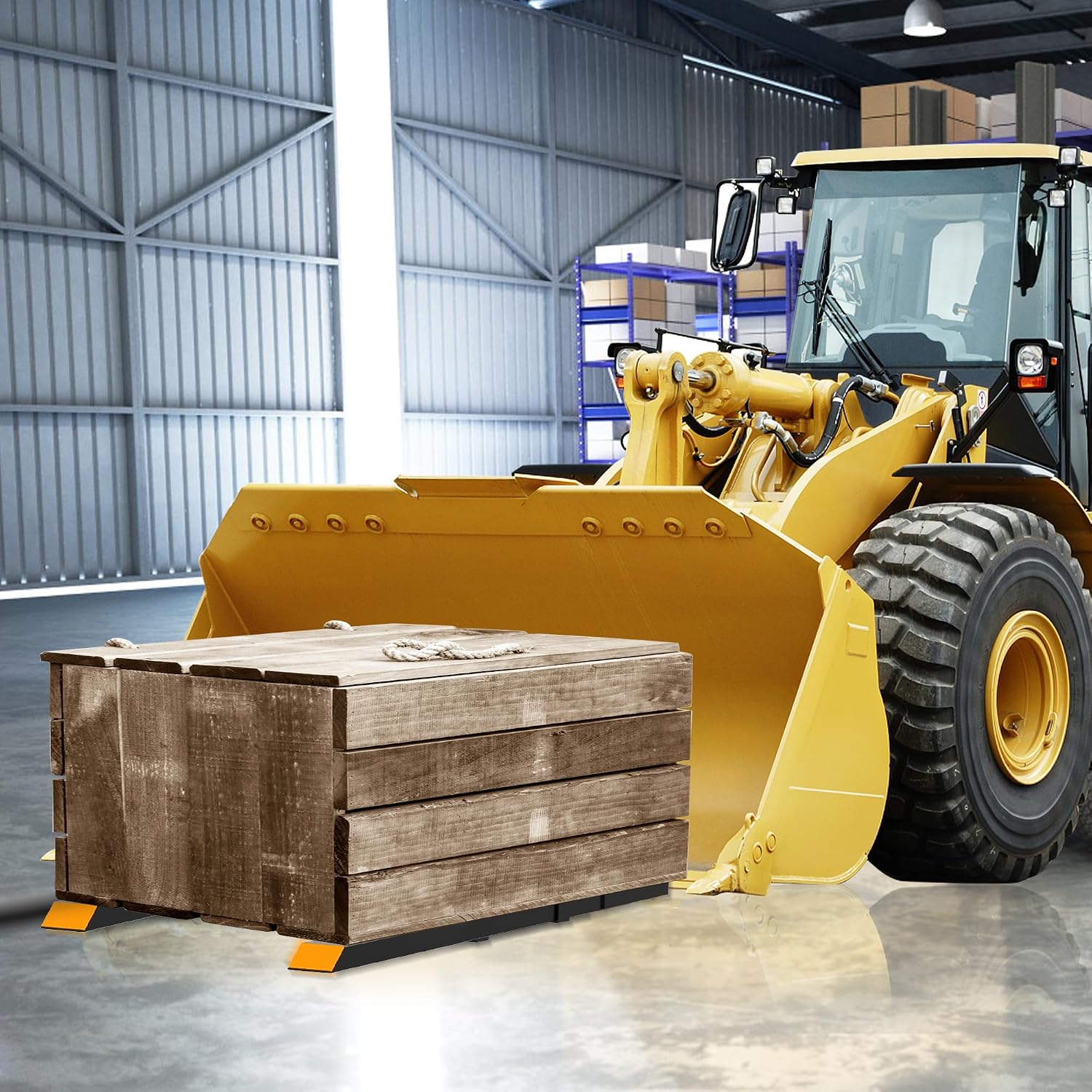 Heavy Duty 43" Tractor Bucket Pallet Forks - 2000 Lbs Clamp-On Fork Attachment for Skid Steer, Loader with Adjustable Stabilizer Bar