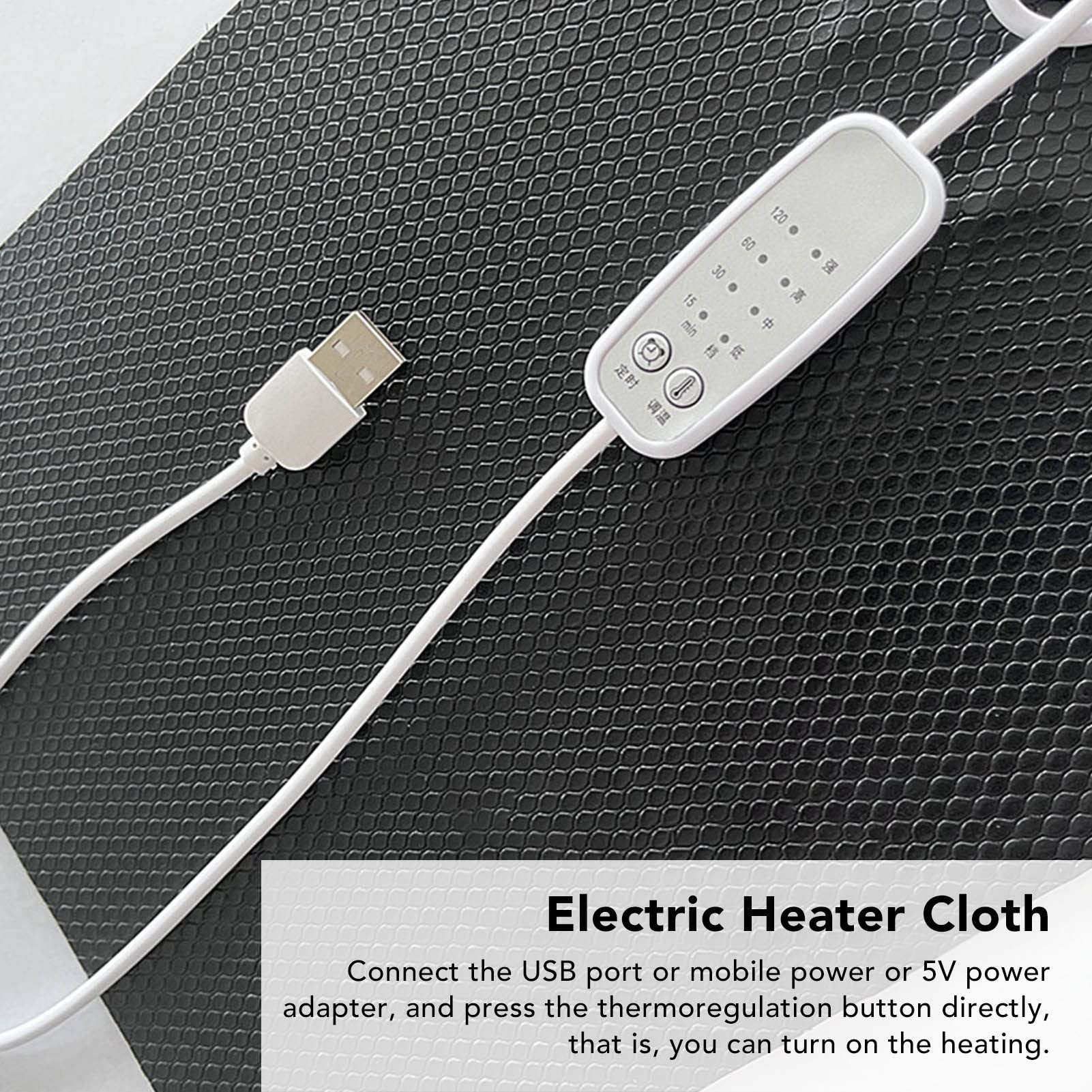 DC 5V Electric Heat Pad,Carbon Fiber Heating Pad,4 Gear Temperature USB Heat Pad,Washable Bendable Electric Heating Pad for Clothes Seat Pet Warmer Neck Shoulder Back Lumbar Heating(25x30cm) - Image 4