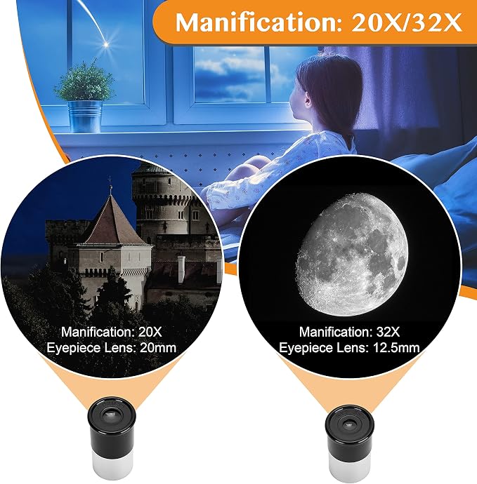 Telescopio Astronómico AOMEKIE 40mm 400mm para Niños miniatura 4