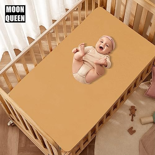 Miniatura 4 de MOONQUEEN Paquete de 2 sábanas bajeras para cuna, de microfibra suave y transpirable, para niños y niñas, se adapta a colchones de cuna de tamaño