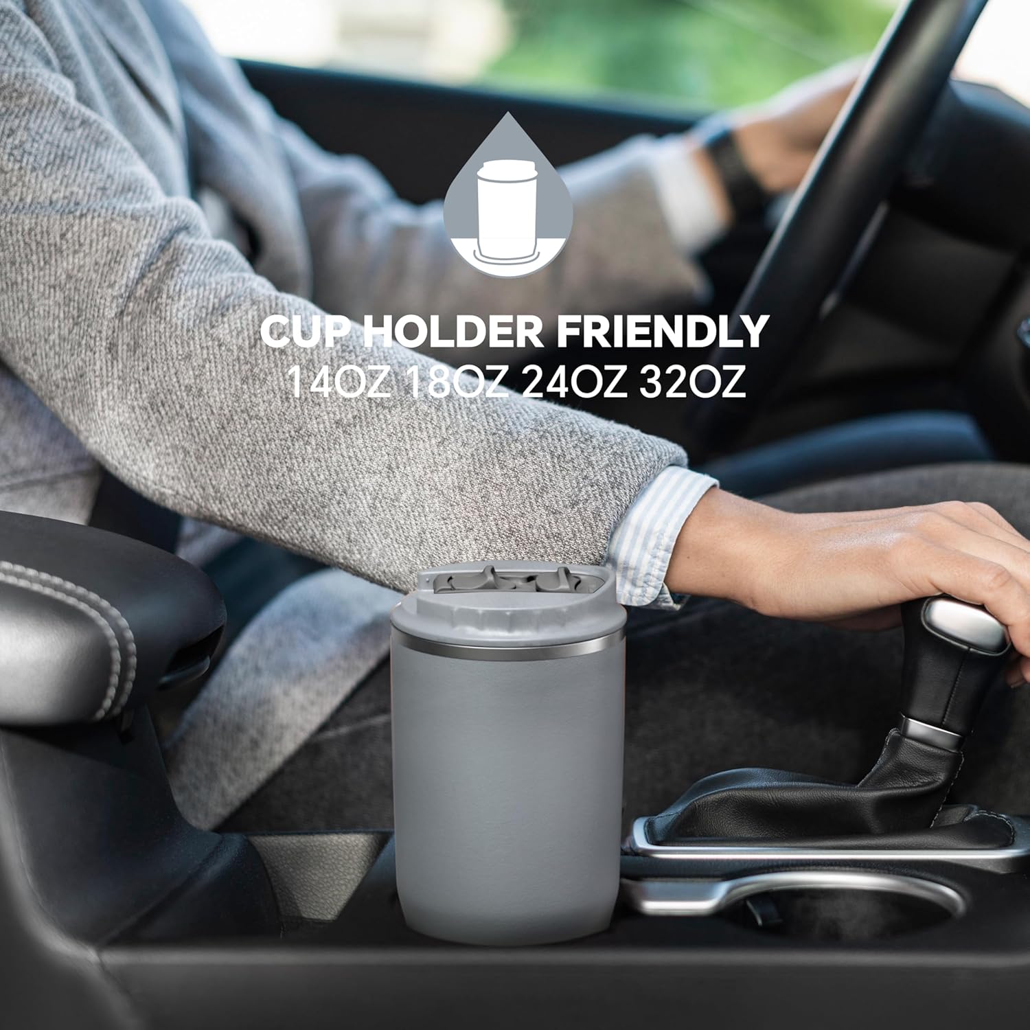 Ideus Insulated Tumbler with Lid and Straw 18 oz, Stainless Steel Double-Wall Vacuum Leak-Proof Travel Coffee Mug, Cup Holder Friendly, Ultimate Gray - Image 6