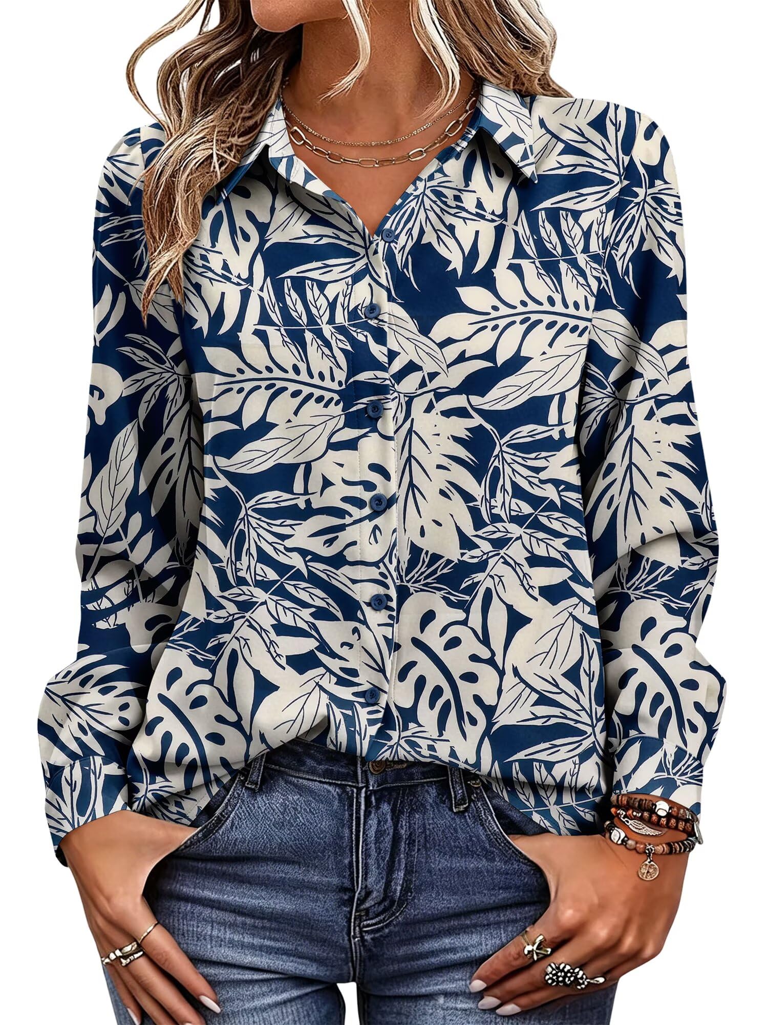 Magritta Women's Shirts Fashion Long Sleeve Tops Button Down Blouses