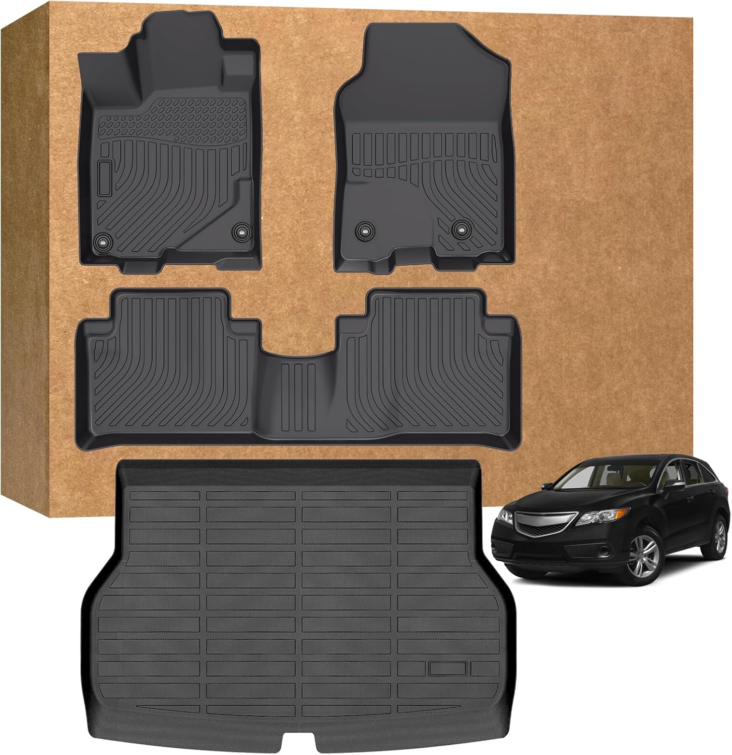 Floor Mats for Acura RDX 2013-2015, Heavy Duty TPE Waterproof Non-Slip All Weather Protection Custom, Floor Mats & Cargo Liner