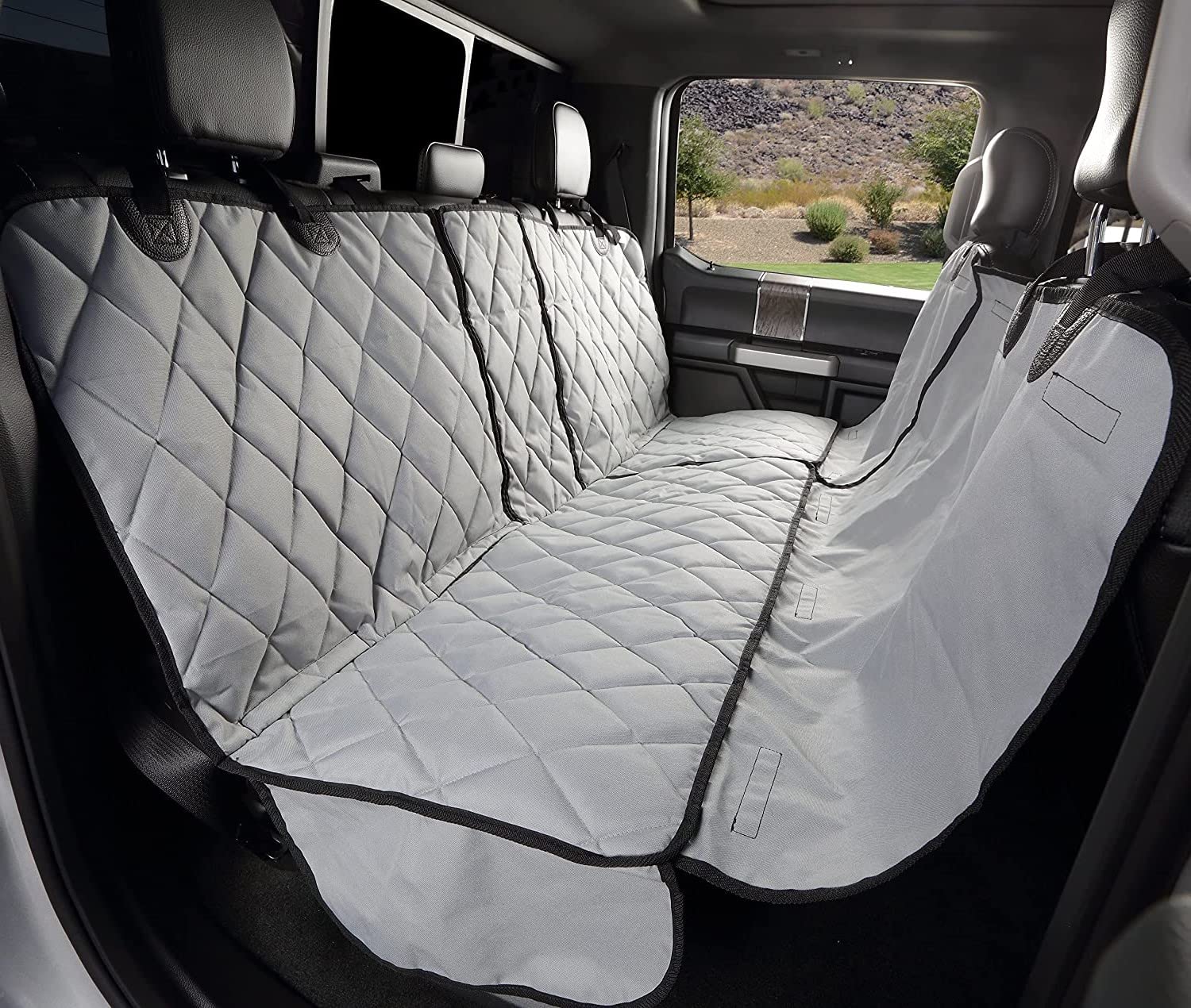 4Knines Bench Seat Covers for Trucks with Dog Hammock - Rear Seat Protector for Dogs Fits Full Size Crew Cab with Split Bench Seats - Waterproof, Heavy-Duty Dog Seat Cover (Driver Side, Grey) - image 3