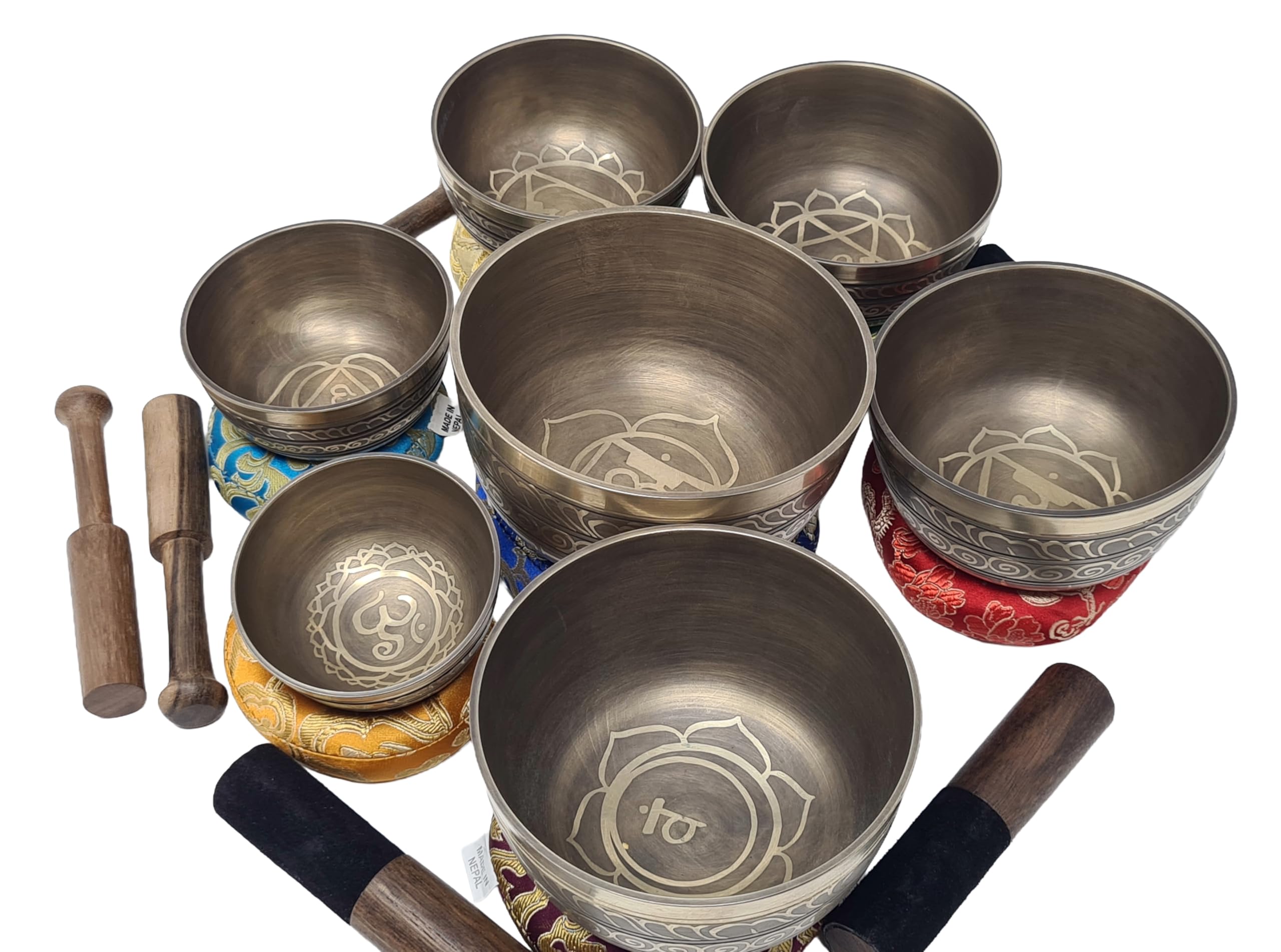 Singing Bowl Sets of 7- Handmade Tibetan Chakra healing Singing Bowl for Meditation, Sound, Peace, Mindfulness, Yoga, Seven Chakra Bowls
