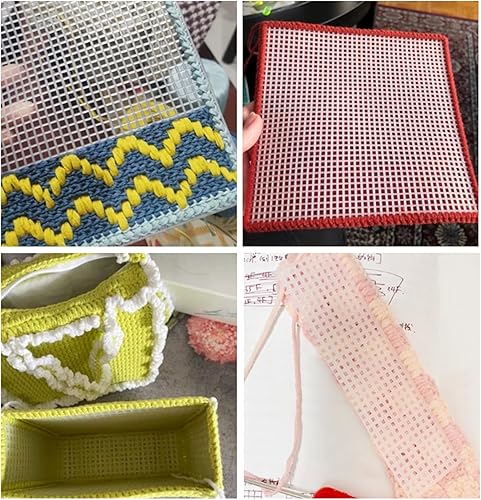 Miniatura 8 de Allazone 10 PCS Hojas de Lona de Malla Transparente para Hacer Bordados, Pantalla de Malla de Plástico Aida de Punto de Cruz para Manualidades