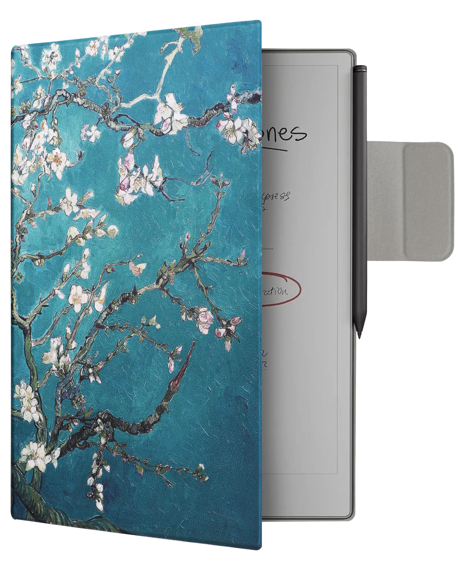 WALNEW Case for Remarkable Paper Pro,Magnetic Slim Book Folio Cover with Pen Clasp, Auto Sleep/Wake Protective Cover for Remarkable Paper Pro 11.8" (2024 Released),Tree and Flower