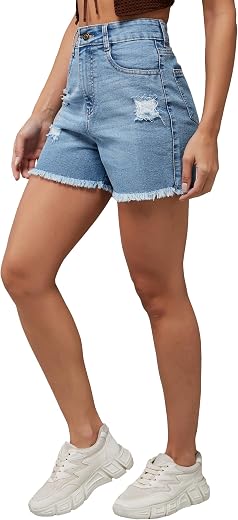 Miss Chase Women's Regular-Fit High-Rise Regular-Length Denim Skorts