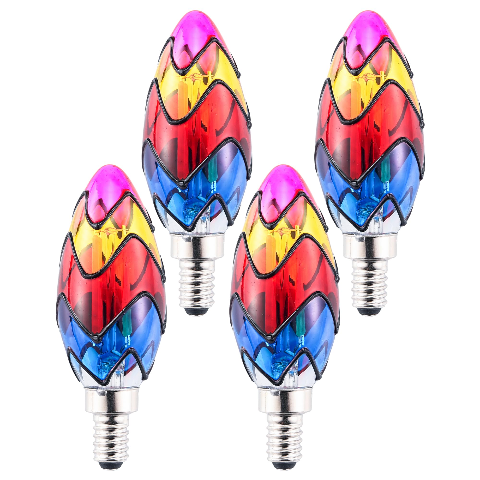 Kitmose 4 Pack Stained Glass Light Bulbs, LED Edison Light Bulb