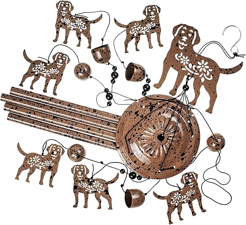 Miniatura 4 de Campanillas de viento para perros de 37 pulgadas, decoración interior y exterior, con 4 tubos, 6 campanas, 7 perros, campanillas de viento