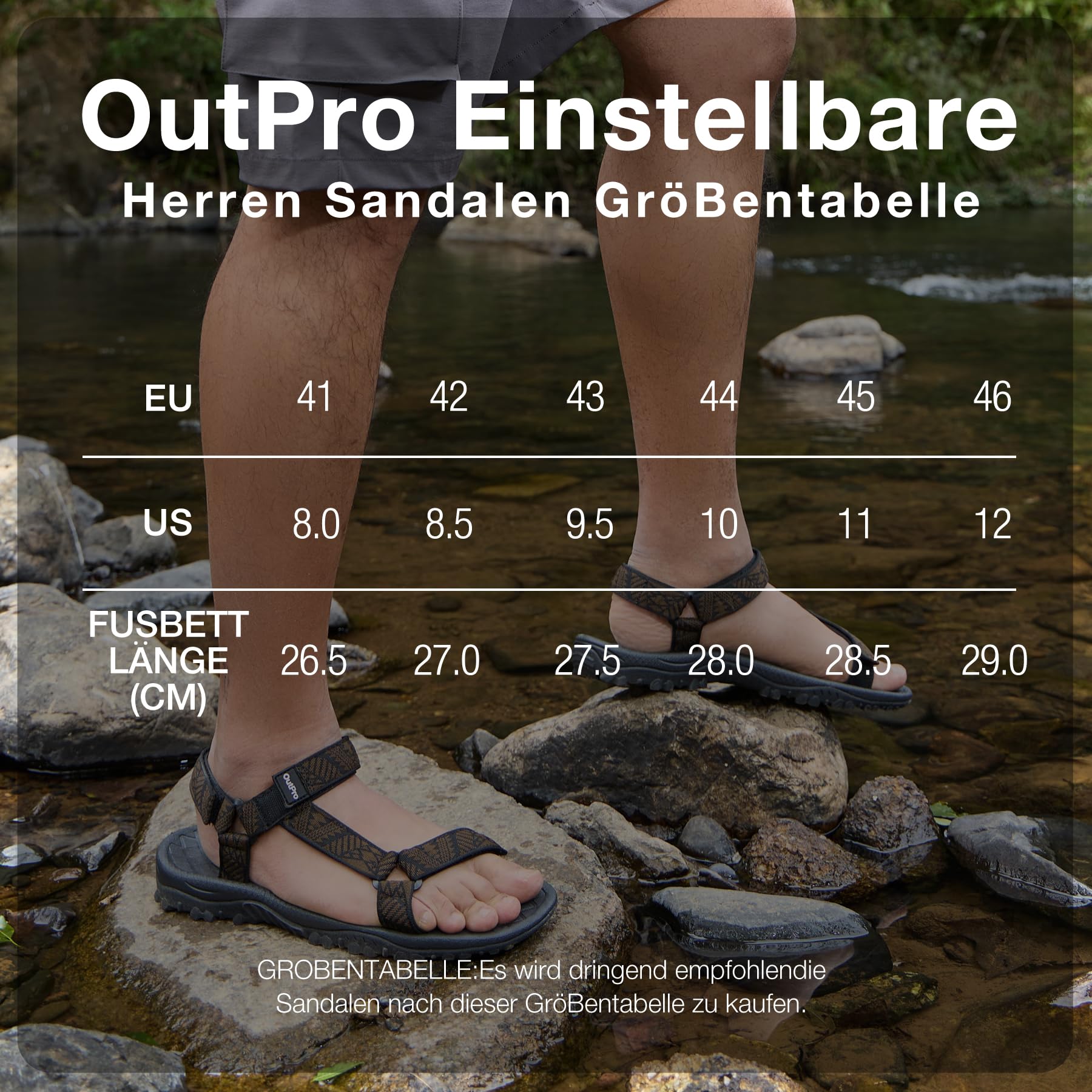 OutPro Sandalias deportivas para hombre, ajustables, escaleras de escalada, sandalias de senderismo, sandalias de agua, transpirables, para trekking, senderismo al aire libre