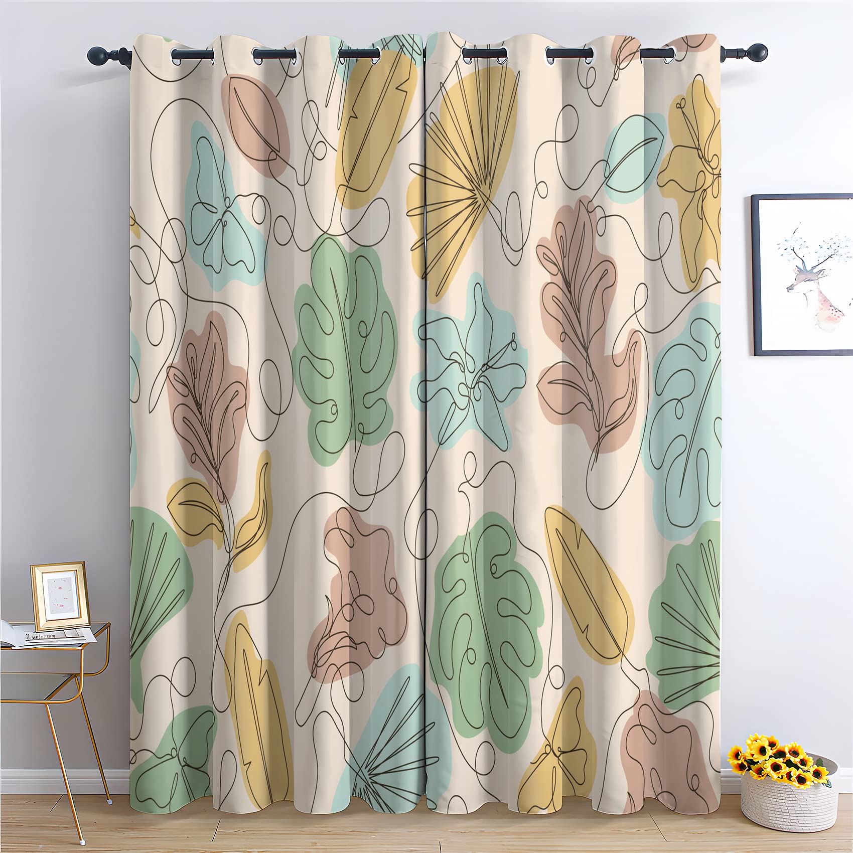 Rideaux occultants feuille beige 228x228 cm pour un sommeil de qualité