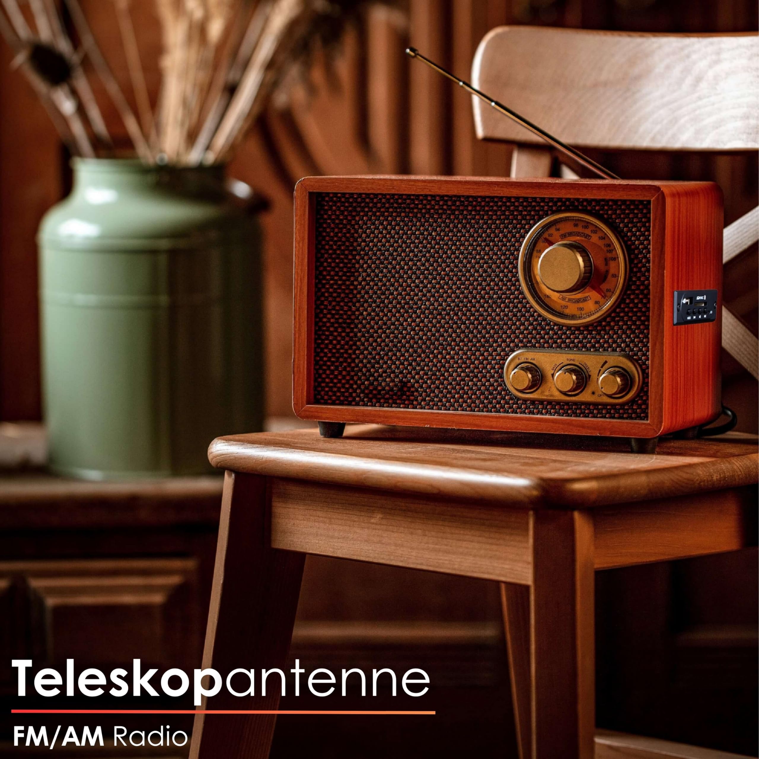 Cyberlux - Radio rétro en bois avec Bluetooth, USB, FM/AM - Chaîne musicale style rétro - Radio de cuisine - Marron