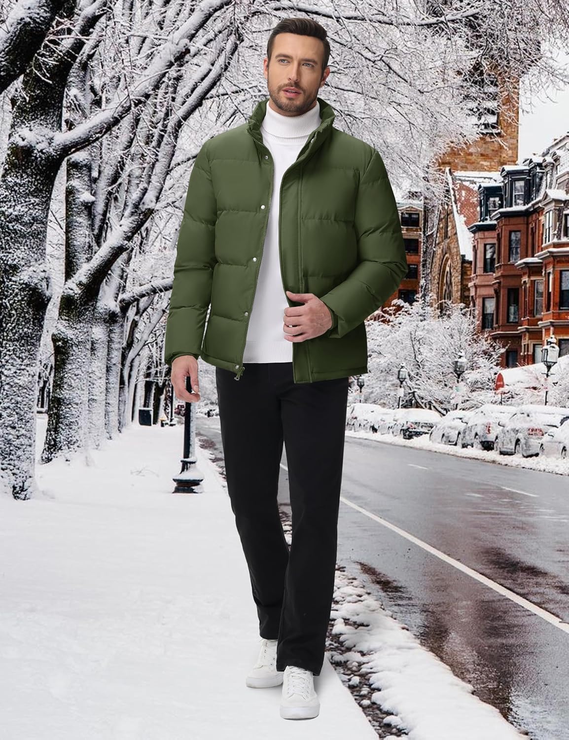 Cotrasen Men's Puffer Jacket Water Resistant Windproof Down Jackets Zip Up Warm Quilted Winter Coats for Men - Image 3